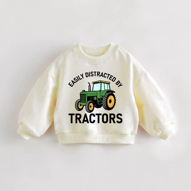 トラクターに気を取られやすいベビー幼児用クリームスウェットシャツ - クリーム - 3～5歳 - image 1