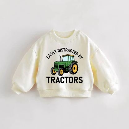 トラクターに気を取られやすいベビー幼児用クリームスウェットシャツ - クリーム - 3～5歳 - image 1