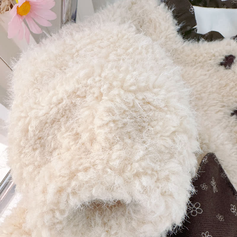 幼児・女の子用コントラストカラーの猫柄ポケット付きペプラムジャケット - image 6
