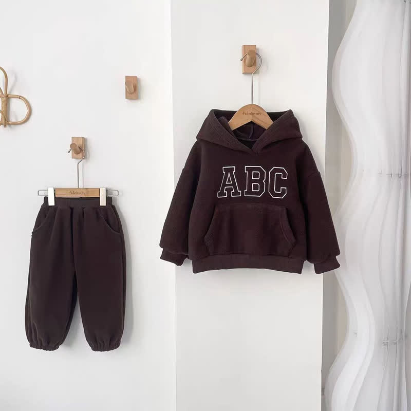ABC幼児用フリースパーカー＆ジョガーパンツ2点セット - 茶色 - 8-9T - image 3