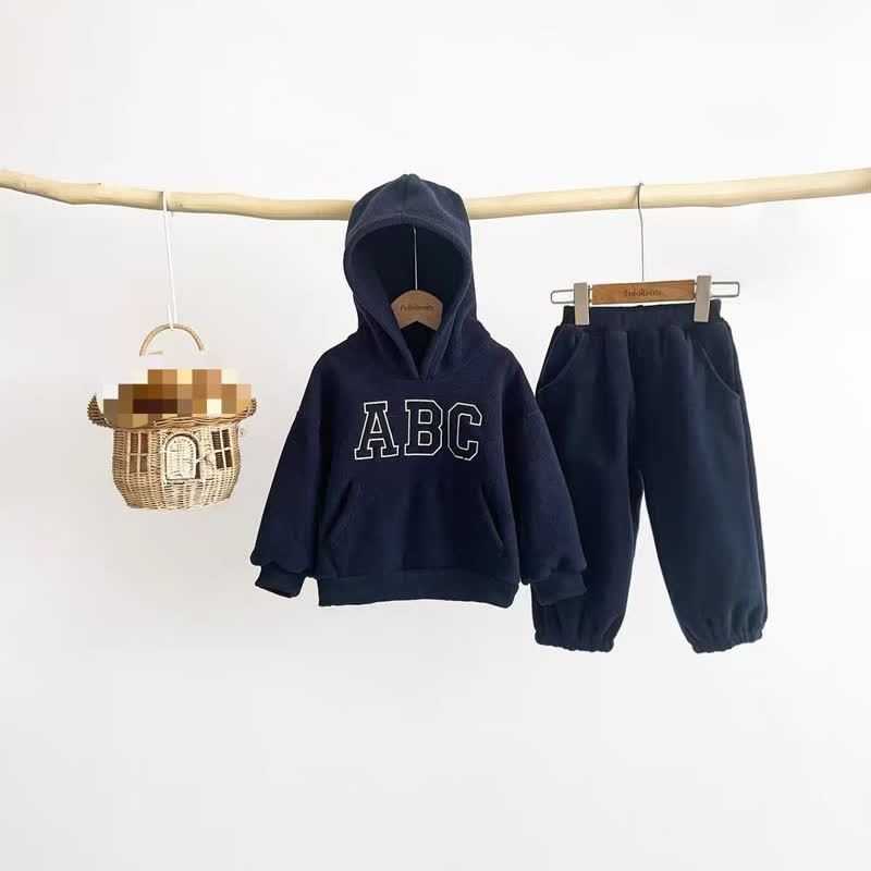 ABC幼児用フリースパーカー＆ジョガーパンツ2点セット - 海軍 - 8-9T - image 4