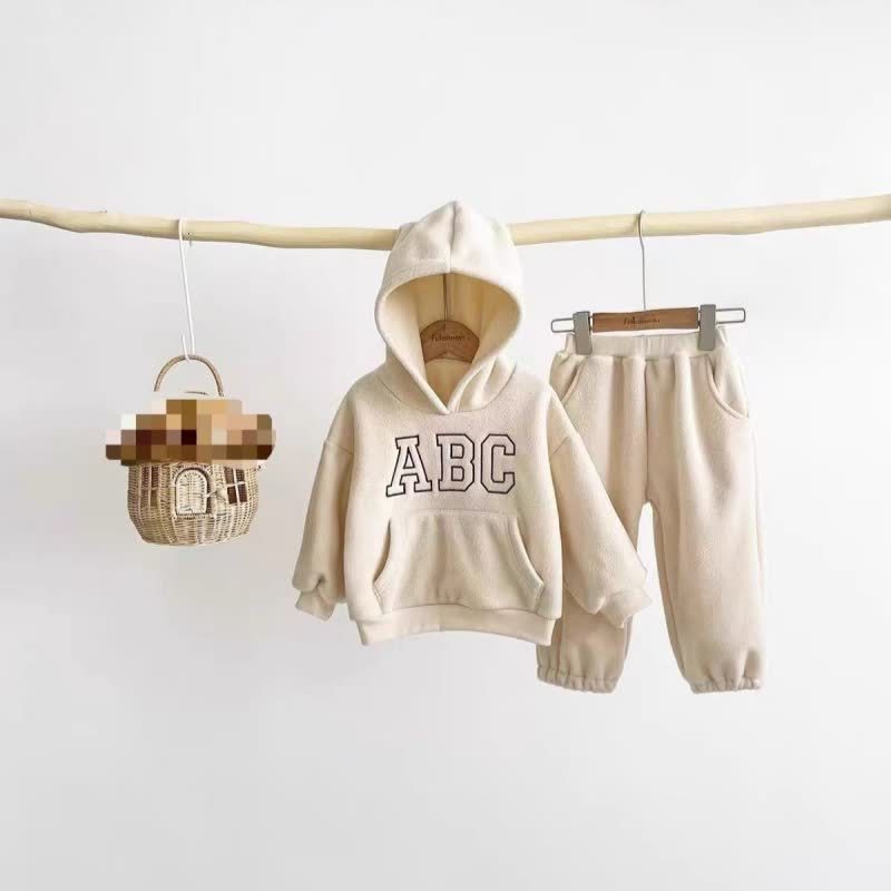 ABC幼児用フリースパーカー＆ジョガーパンツ2点セット - ベージュ - 8-9T - image 2