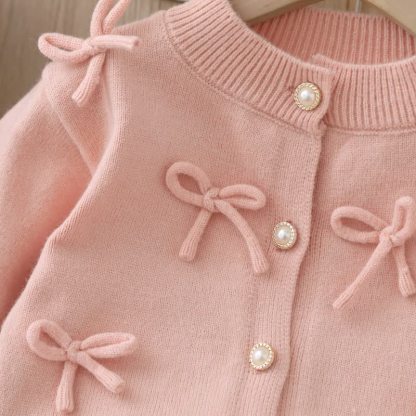 幼児用女の子向けリボン付きカーディガンとチュールスカートのツーピースセット - image 5