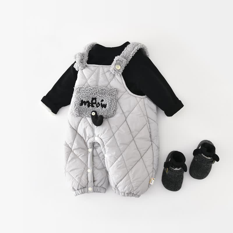 ベビー幼児用キルティングシェルパトリムオーバーオールまたはブラックスウェットシャツ - image 1