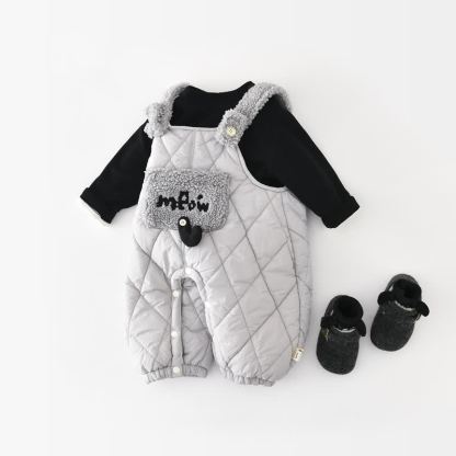 ベビー幼児用キルティングシェルパトリムオーバーオールまたはブラックスウェットシャツ - image 1