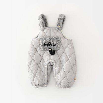 ベビー幼児用キルティングシェルパトリムオーバーオールまたはブラックスウェットシャツ - グレー - 3～4歳 - image 2