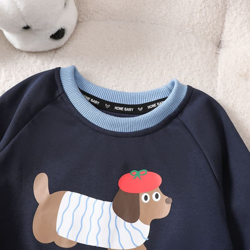 幼児用漫画子犬柄スウェットシャツとジョガーパンツの2点セット - image 5