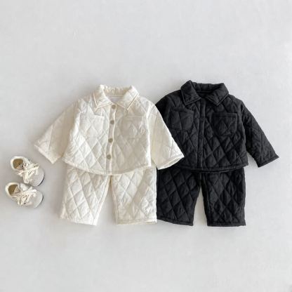 幼児用無地Quilted Jacket＆パンツ2点セット - image 1