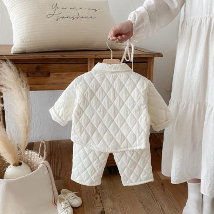 幼児用無地Quilted Jacket＆パンツ2点セット - image 4