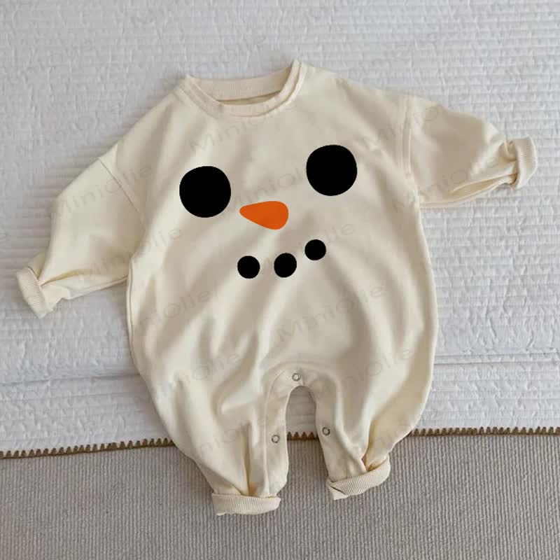 ベビー・幼児用 スノーマン ハッピーフェイス ベージュロンパース - ベージュ - 2～3歳 - image 1