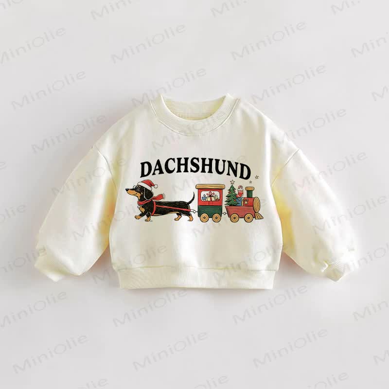 DACHSHUNDベビー 幼児 クリスマス ダックスフント クリーム スウェットシャツ - クリーム - 3～5歳 - image 1