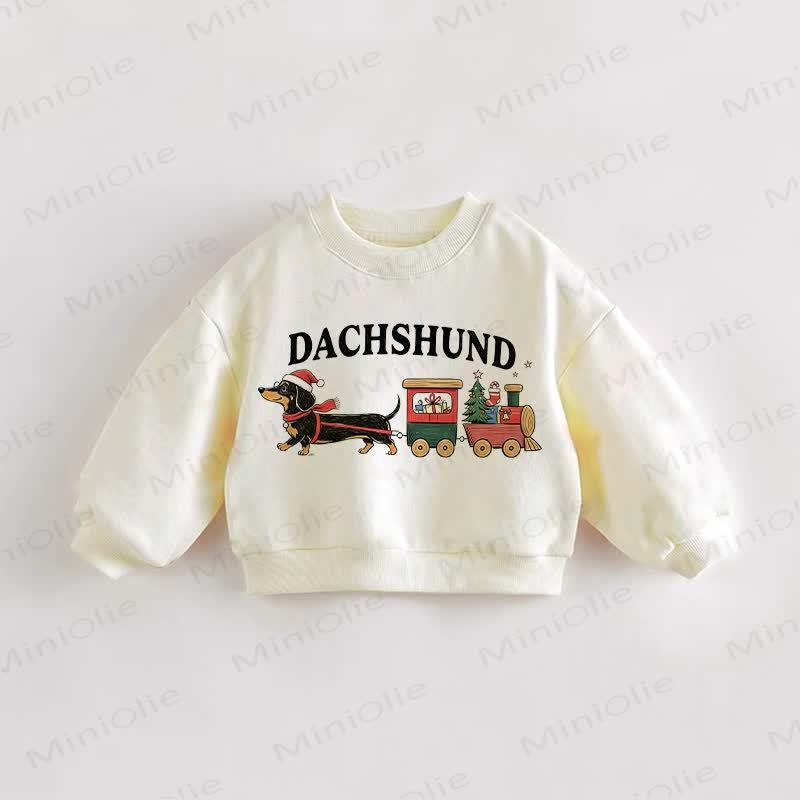 DACHSHUNDベビー 幼児 クリスマス ダックスフント クリーム スウェットシャツ - クリーム - 3～5歳 - image 1