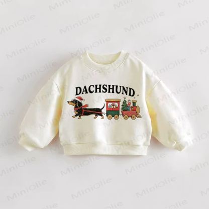 DACHSHUNDベビー 幼児 クリスマス ダックスフント クリーム スウェットシャツ - クリーム - 3～5歳 - image 1