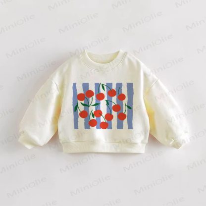 ベビー・幼児用 ブルーストライプ チェリークリーム スウェットシャツ - クリーム - 3～5歳 - image 1