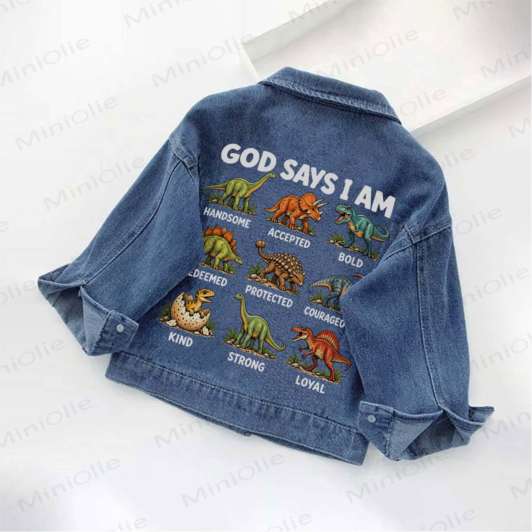 GOD SAYS I AM幼児用恐竜デニムジャケット - image 2
