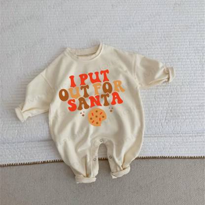 I PUT OUT FOR SANTAベビー幼児用クッキー柄ベージュロンパース - ベージュ - 2～3歳 - image 1