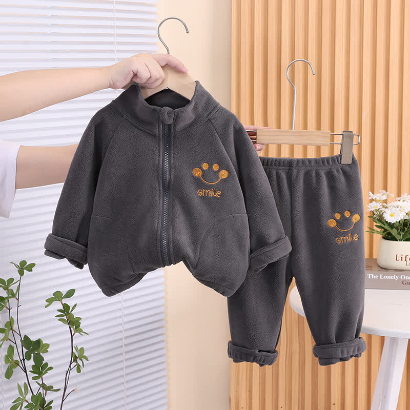 SMILE幼児用フリースジップジャケット＆パンツセット - グレー - 4～5歳 - image 5