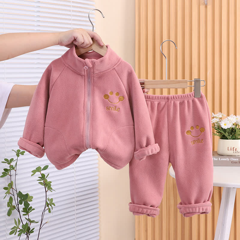 SMILE幼児用フリースジップジャケット＆パンツセット - ピンク - 4～5歳 - image 2
