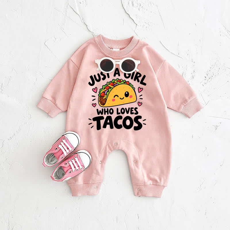 タコスがLOVESGIRL　ベビーピンクのロンパース - ピンク - 2～3歳 - image 1
