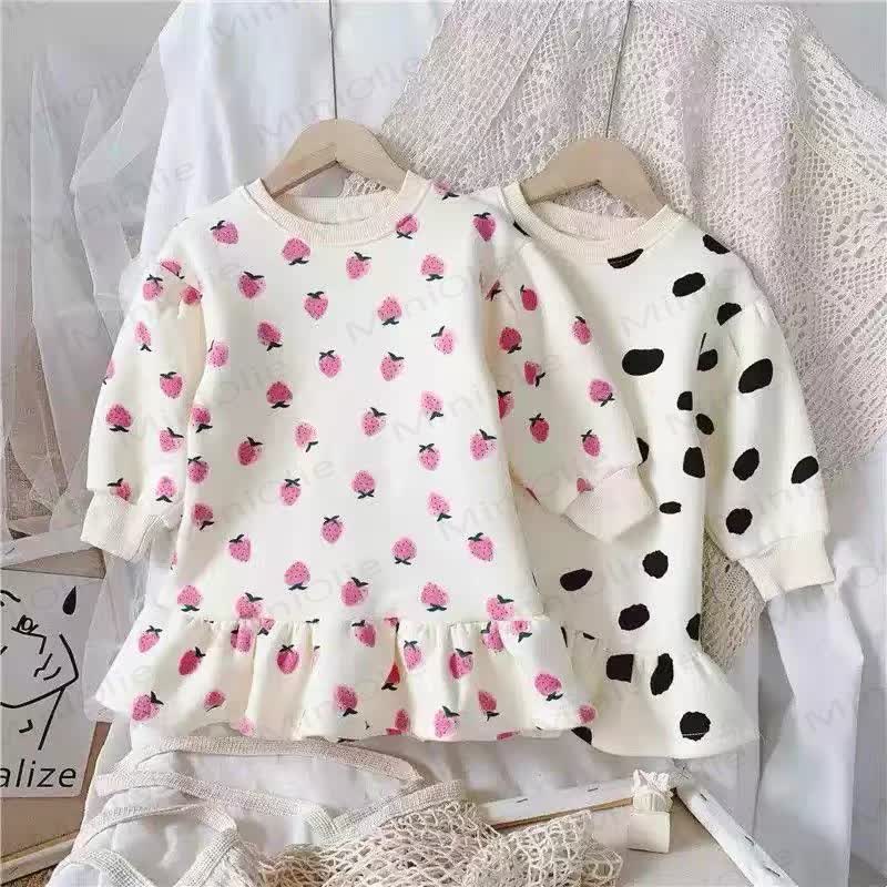 ベビー・幼児用女の子フリース素材のバブルヘムDress - image 1