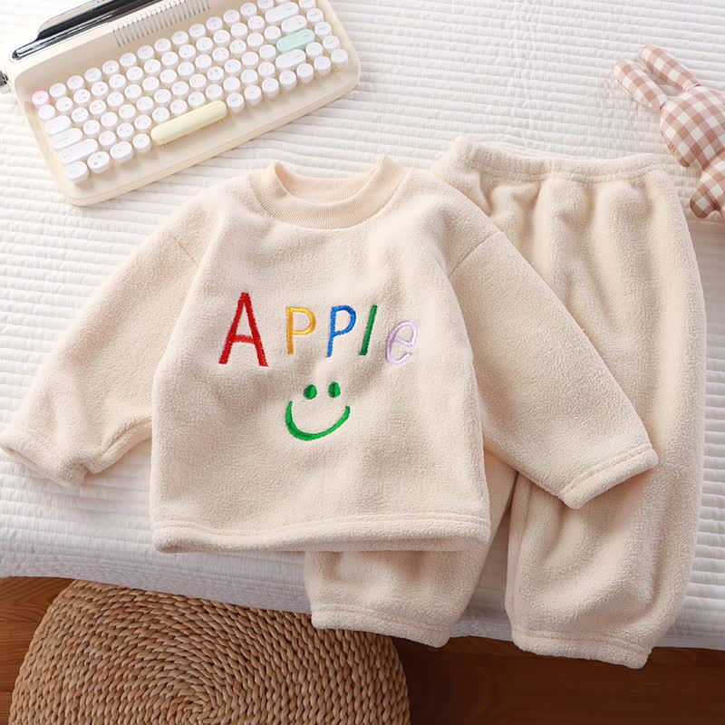 幼児用快適シェルパフリーストップス＆パンツ2点セットパジャマ - ベージュ - 10-11歳 - image 3