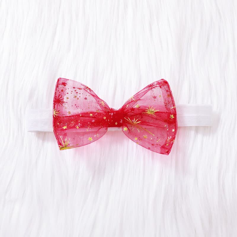 SANTA BABY幼児用女の子 赤い星柄チュールDressヘッドバンド付き - image 3
