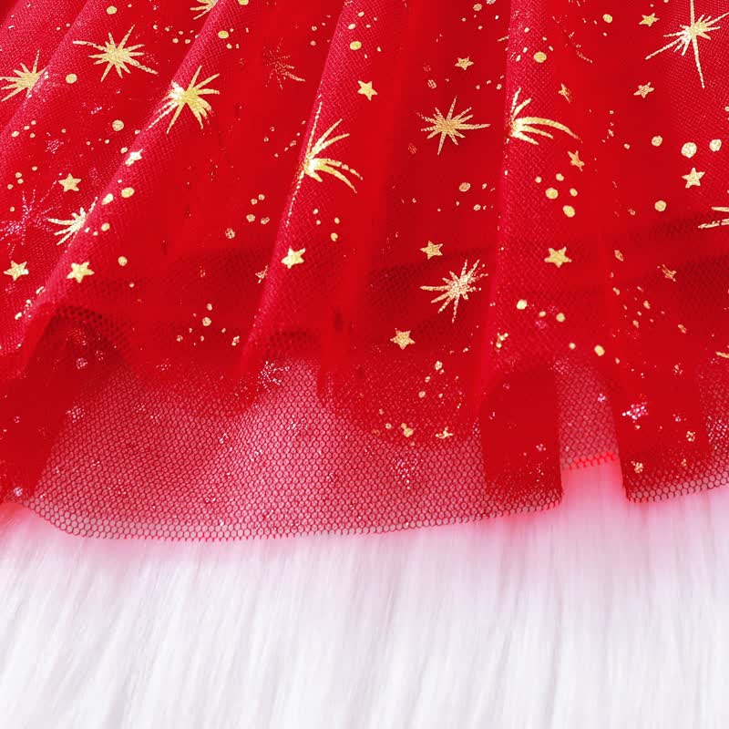 SANTA BABY幼児用女の子 赤い星柄チュールDressヘッドバンド付き - image 6
