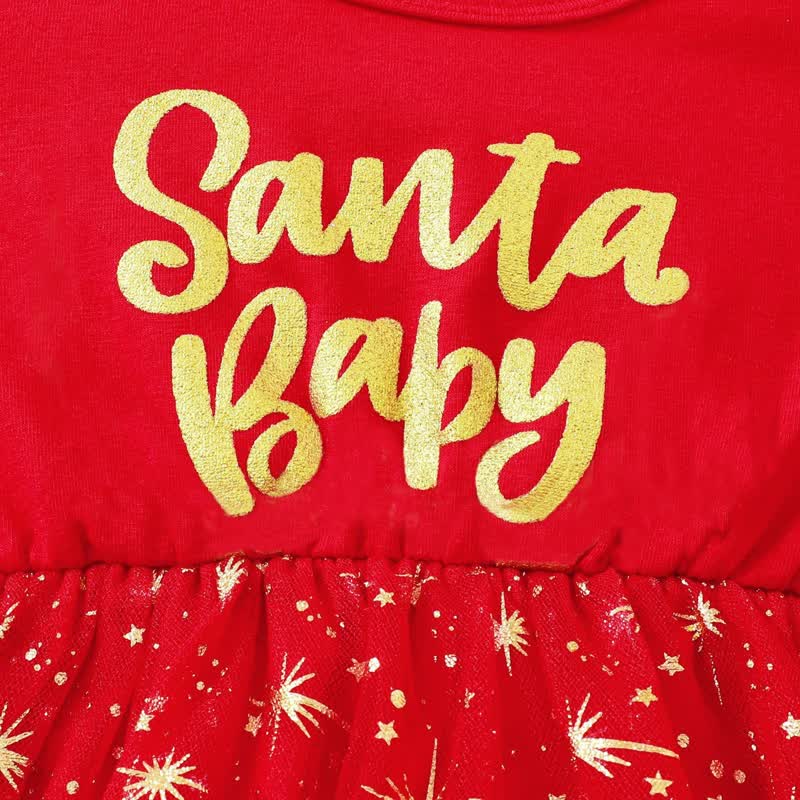 SANTA BABY幼児用女の子 赤い星柄チュールDressヘッドバンド付き - image 5
