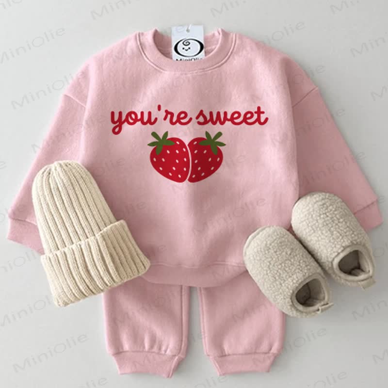 YOU 'RE SWEETベビー ストロベリーピンク スウェットシャツ 2点セット - ピンク - 2～3歳 - image 1
