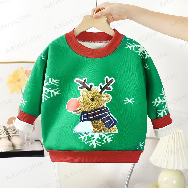 幼児用フリース製クリスマスクルーネックスウェットシャツ - グリーンディア - 10-11歳 - image 9