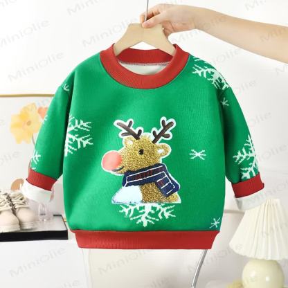 幼児用フリース製クリスマスクルーネックスウェットシャツ - グリーンディア - 10-11歳 - image 9