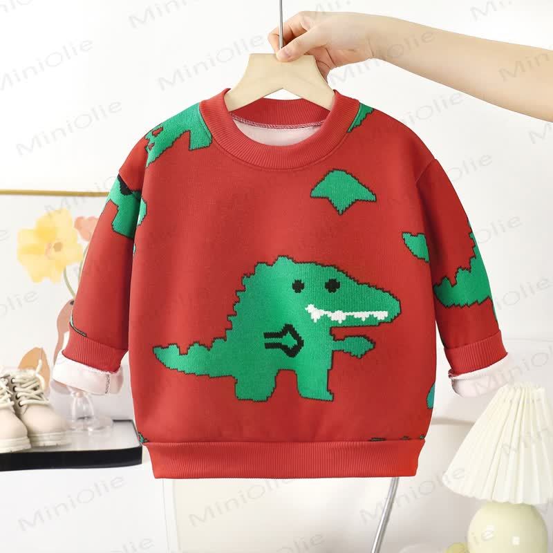 幼児用フリース製クリスマスクルーネックスウェットシャツ - 赤い恐竜 - 10-11歳 - image 2