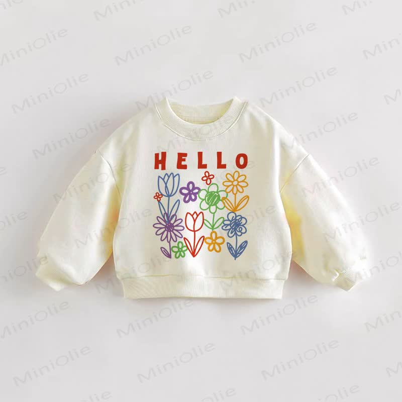 HELLOベビー幼児用フラワークリームスウェットシャツ - クリーム - 3～5歳 - image 1