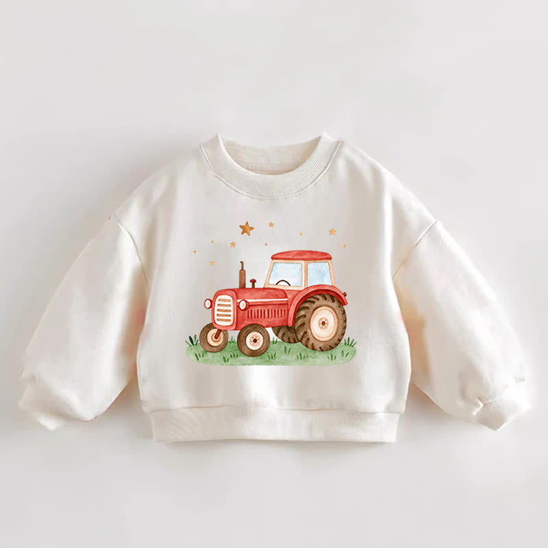 ベビー幼児用トラクター柄クリームスウェットシャツ - クリーム - 3～5歳 - image 1