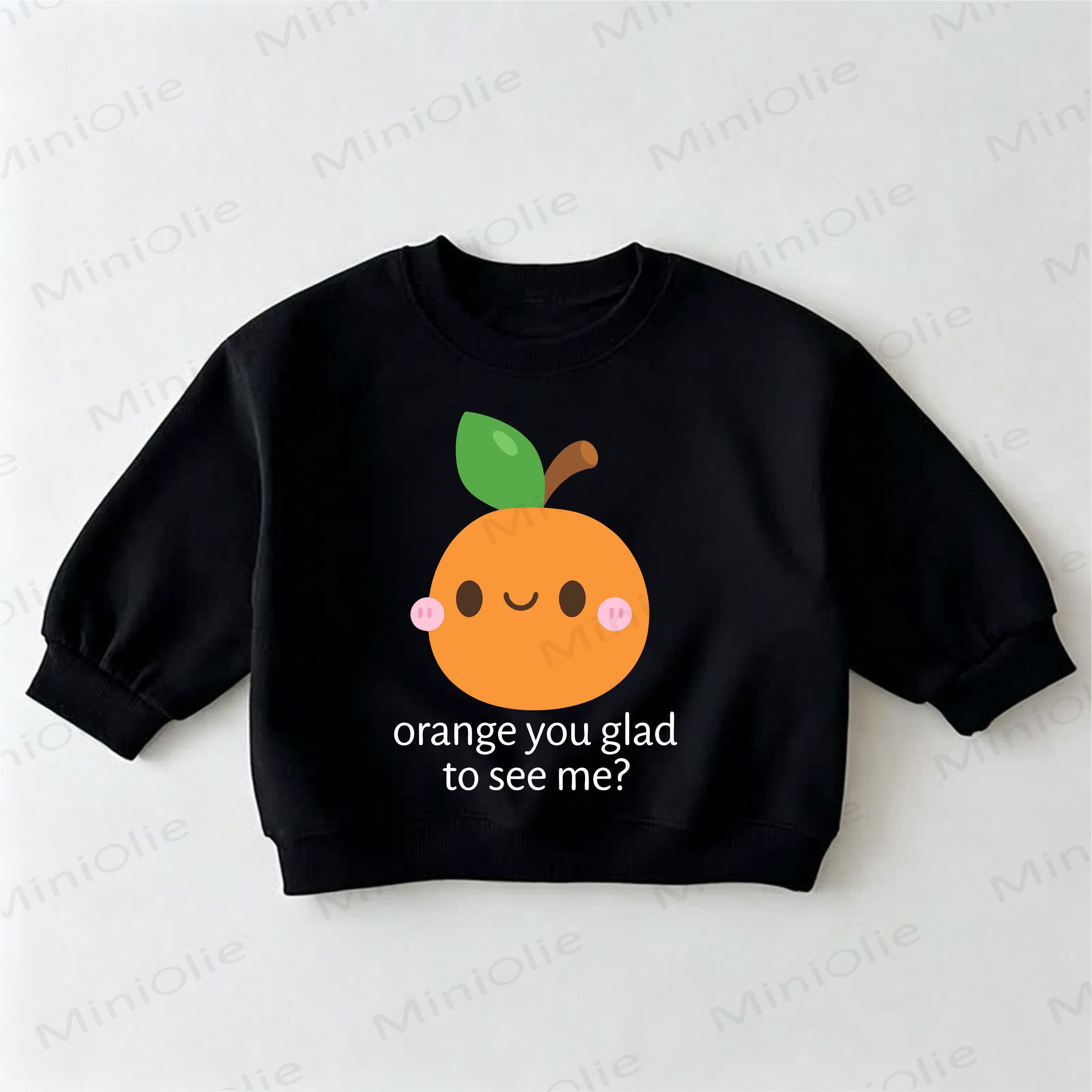 ORANGE YOU GLAD TO SEE ME?ベビー幼児用オレンジと黒のスウェットシャツ - 黒 - 3～5歳 - image 1