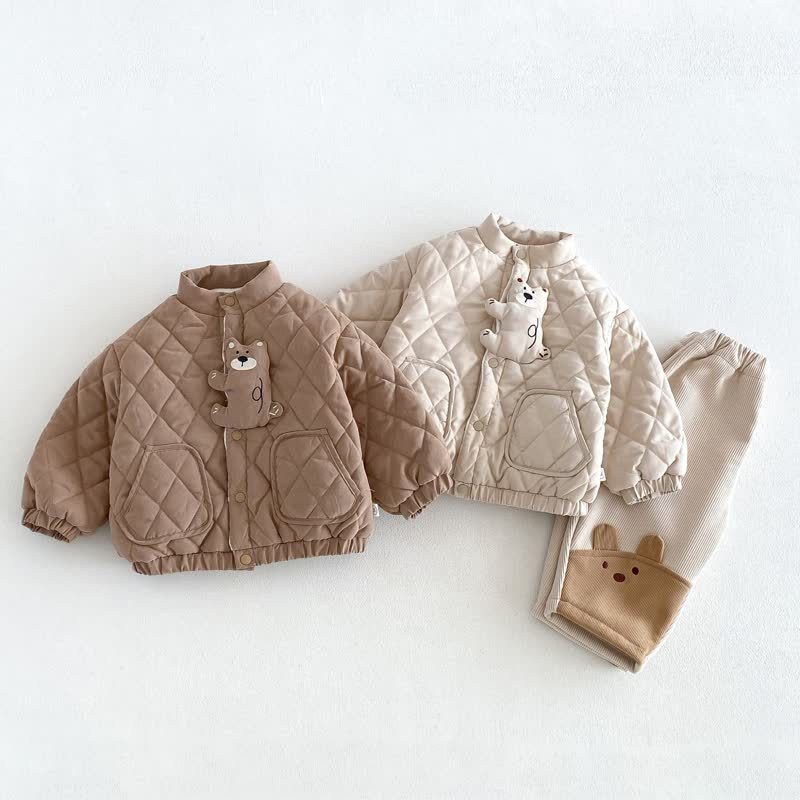 ベビー・幼児用キルティングベアパッチジャケットまたはパンツ - image 1