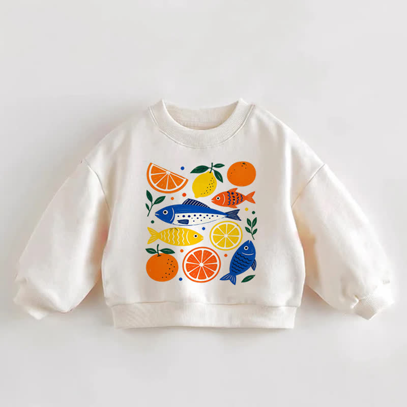 ベビー・幼児用 魚と果物のプリント クリームスウェットシャツ - クリーム - 3～5歳 - image 1
