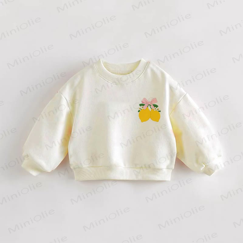 ベビー・幼児用リボン付きレモンクリームスウェットシャツ - クリーム - 3～5歳 - image 1
