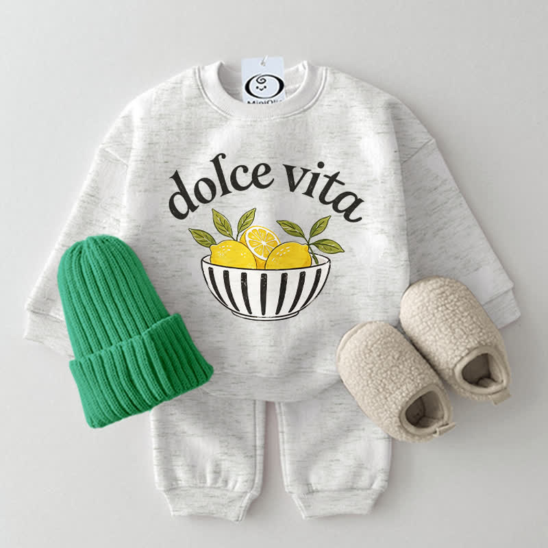 DOLCE VITAベビーレモンライトグレースウェットシャツ2点セット - ライトグレー - 2～3歳 - image 1