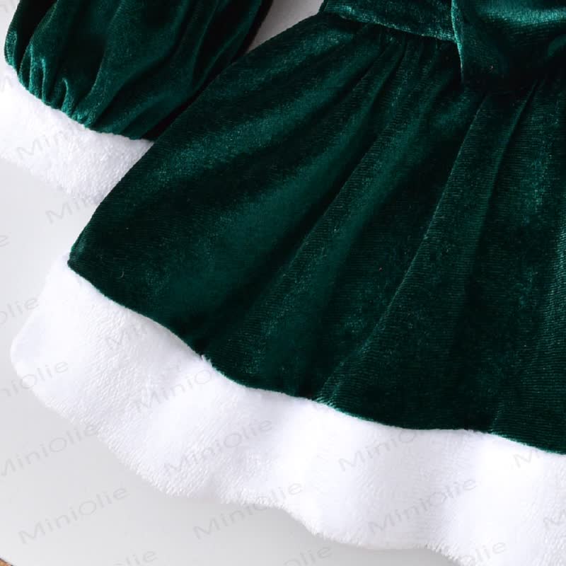ベビーガール用襟付きリボン付きクリスマスランタンスリーブパーティーDress - image 4