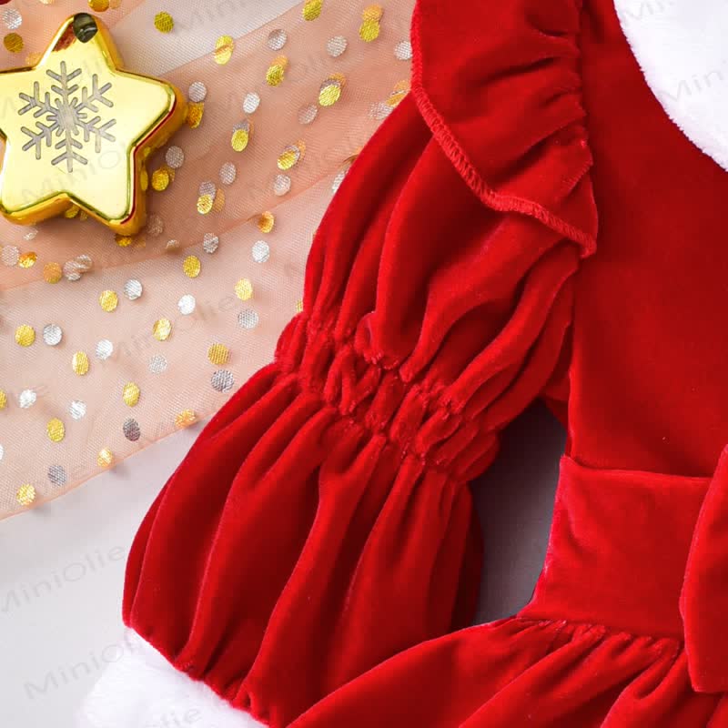 ベビーガール用襟付きリボン付きクリスマスランタンスリーブパーティーDress - image 6