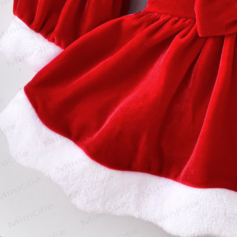 ベビーガール用襟付きリボン付きクリスマスランタンスリーブパーティーDress - image 7