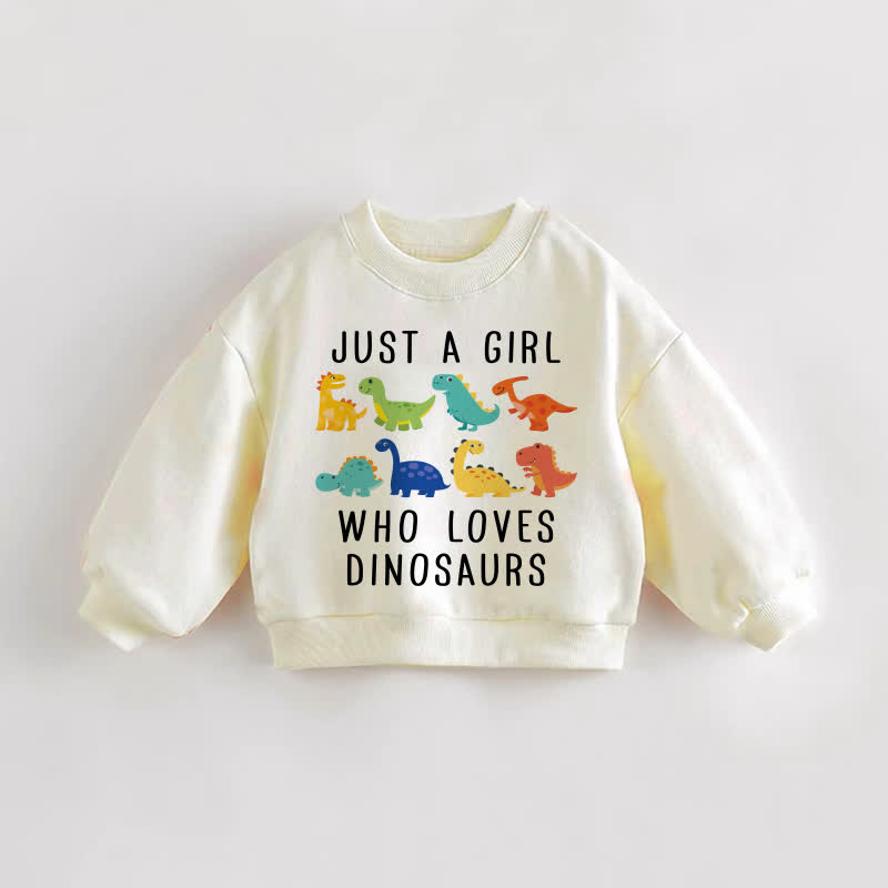 JUST A GIRL WHO LOVES DINOSAURS幼児用クリームスウェットシャツ - クリーム - 3～5歳 - image 1
