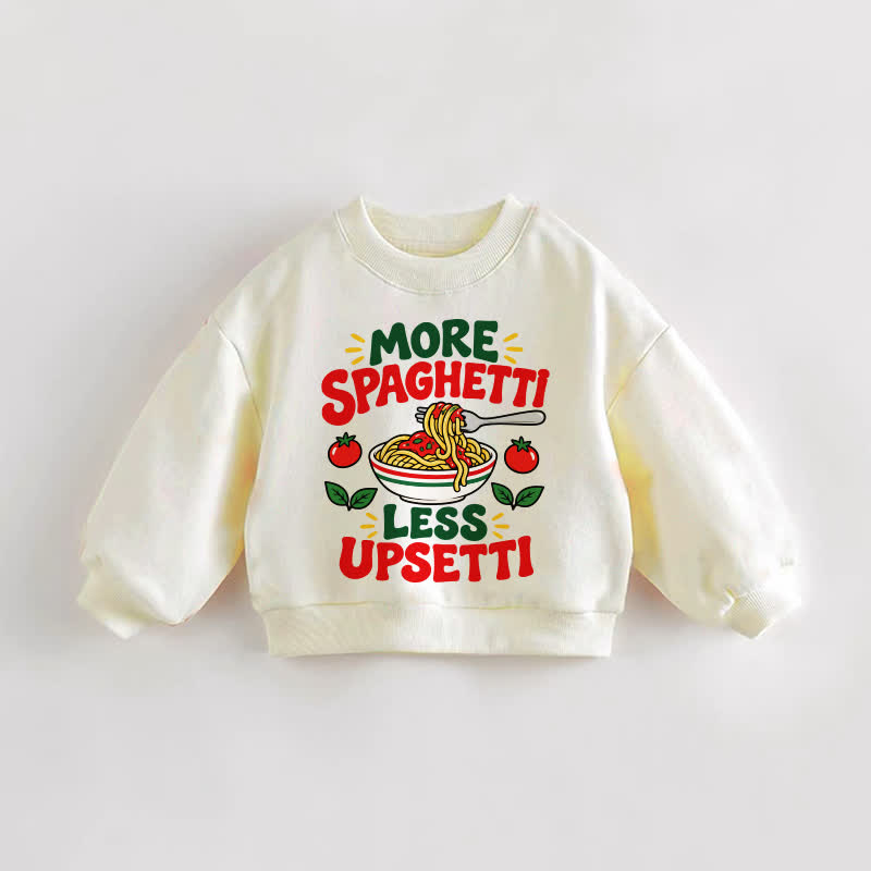 MORE SPAGHETTI LESS UPSETTI幼児用フードプリントクリームスウェットシャツ - クリーム - 3～5歳 - image 1