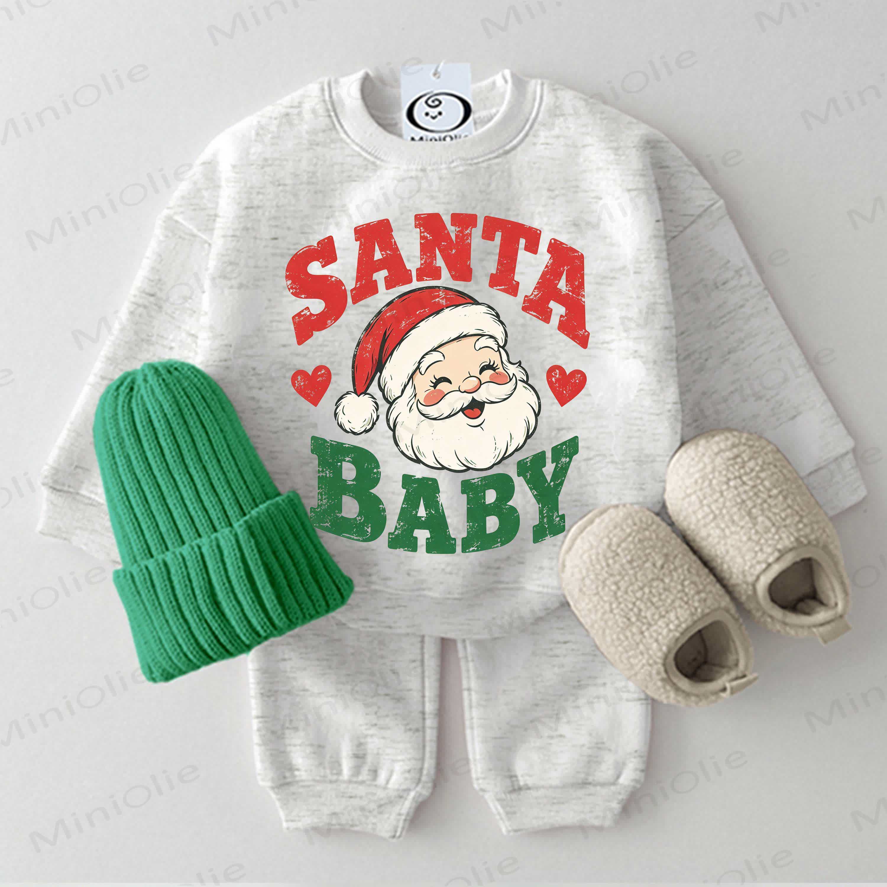 SANTA BABYベビーライトグレースウェットシャツ 2点セット - ライトグレー - 2～3歳 - image 1