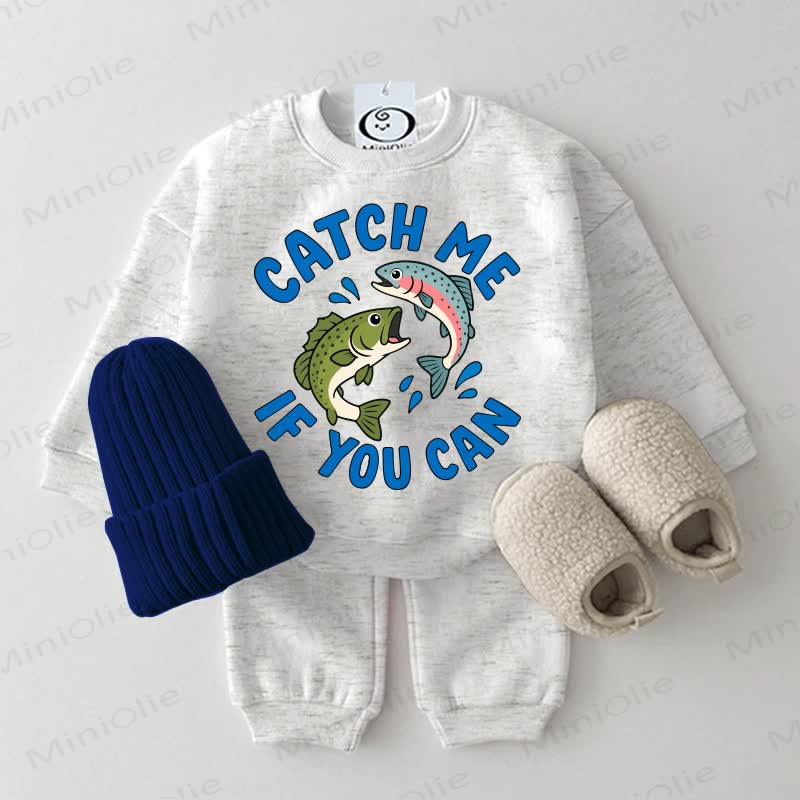 CATCH ME IF YOU CAN幼児用 フィッシュ ライトグレー スウェットシャツ 2点セット - ライトグレー - 2～3歳 - image 1