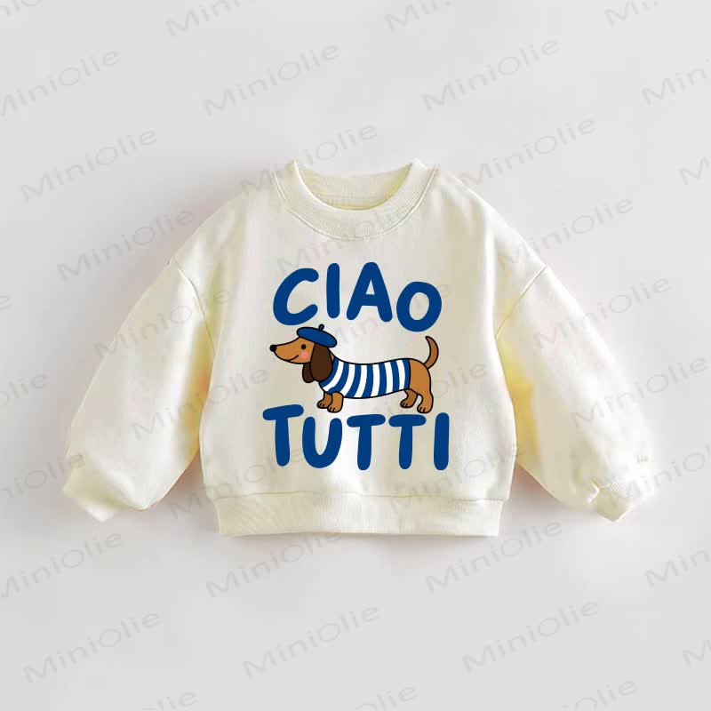 CIAO TUTTIベビー 幼児 ダックスフント クリーム スウェットシャツ - クリーム - 3～5歳 - image 1