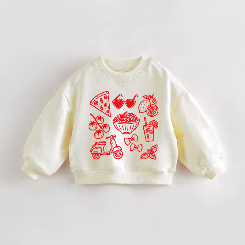 ベビー幼児用ピザレモントマト電動モペットクリームスウェットシャツ - クリーム - 3～5歳 - image 1