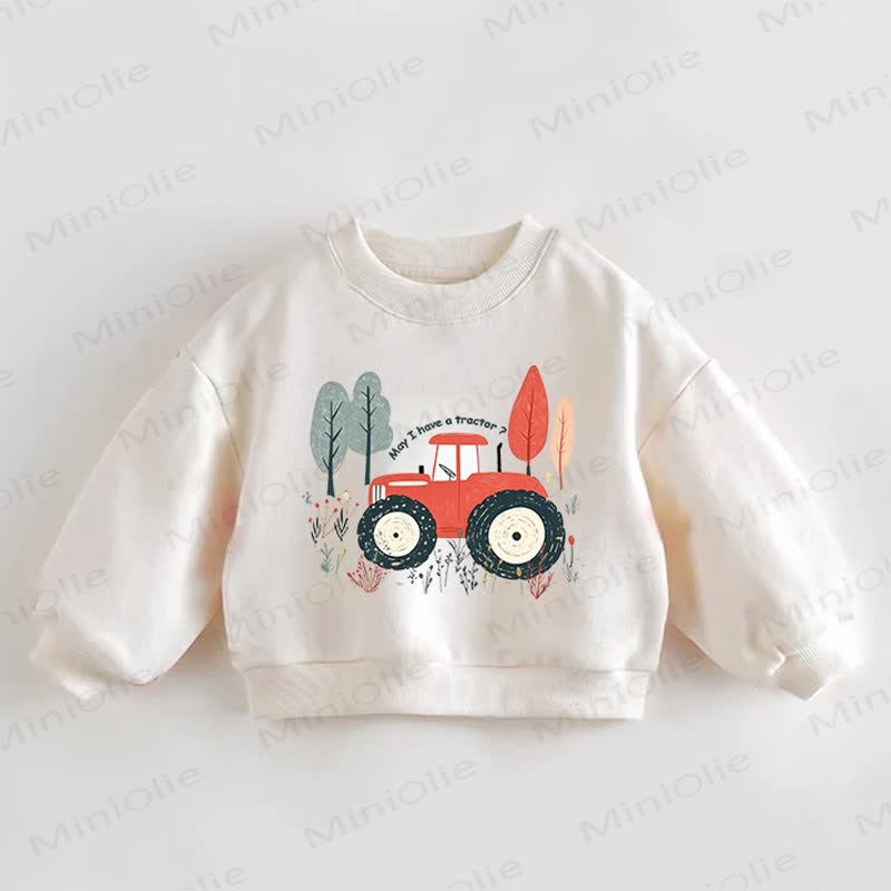 MAY I HAVE A TRACTOR ?ベビー幼児用ツリーカークリームスウェットシャツ - クリーム - 3～5歳 - image 1