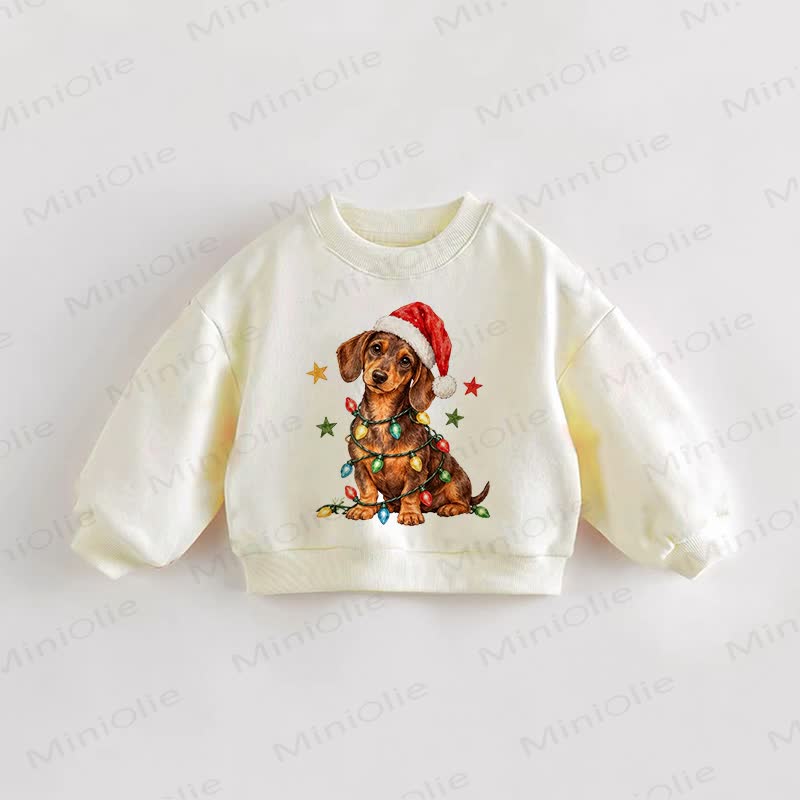 ベビー幼児用クリスマス ダックスフンド クリームスウェットシャツ - クリーム - 3～5歳 - image 1